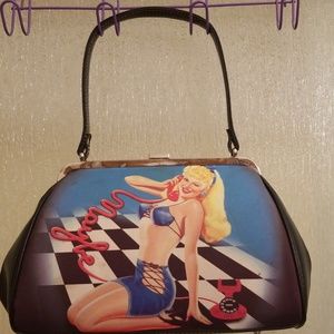 Isabella Fiore Retro Winking Blonde on Phone Purse